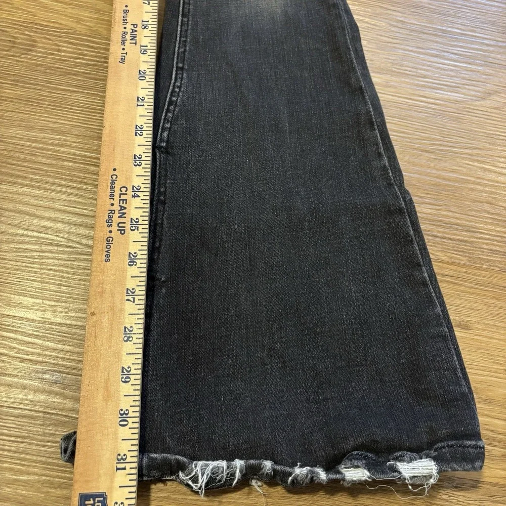 Flying Monkey Jeans Women 24 Black Mid Rise Flare Stretch Distressed Denim 24x31